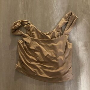 Brown Satin Sleeveless Top